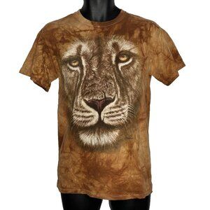 The Mountain Big Lion Tie Dye T-shirt Size S Brown Gold Wildlife Art Jeremy Paul
